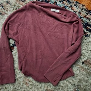 FREE PEOPLE OFF SHOULDER FUJI TOP MAUVE SIZE MEDIUM